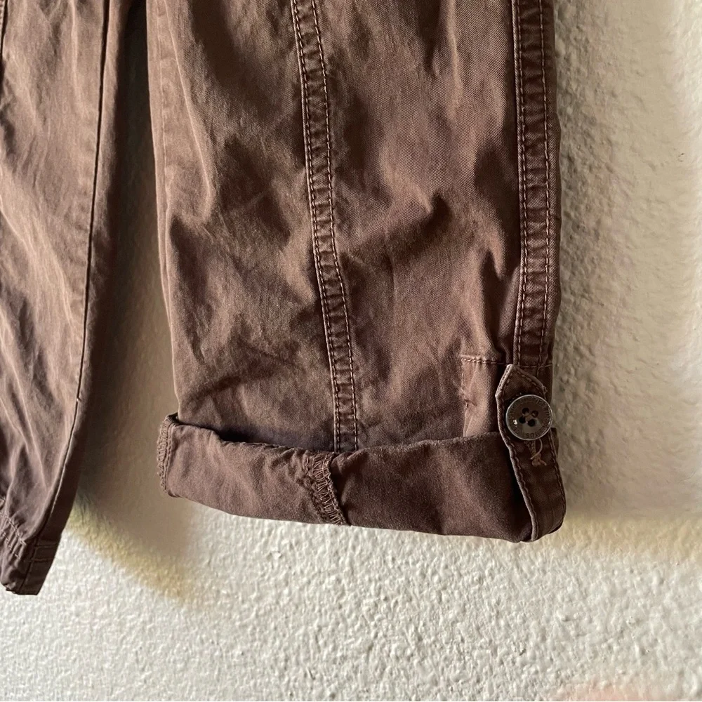 Justice Cargo Pants Girls 6 Slim Brown Roll Up Straight Leg Cropped Play Y2K